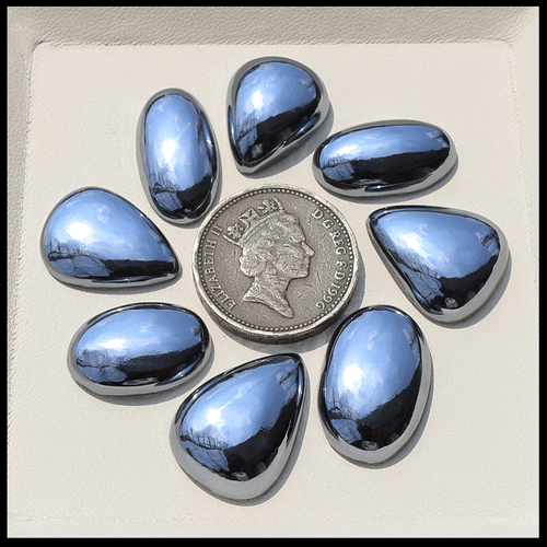 Brillo Jet-Metal ~ 8 Piezas Natural Elite Noble Shungite 18mm-21mm Cabujón Gemas - Imagen 9 de 11