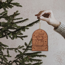 Snow Globe Snowman Bauble: Personalised Christmas Decor, Wooden Snow Globe