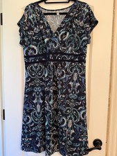 Per Seption Women's Midi, Navy Blue/Multi Paisley, Size 1X