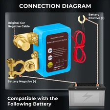 Remote Battery Disconnect Switch Battery Kill Switch 12V 240A for Auto RV ATV US