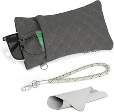 Double Glasses Case Soft Eyeglass Cases with Cleaning Cloth Squeeze Top Sunglass