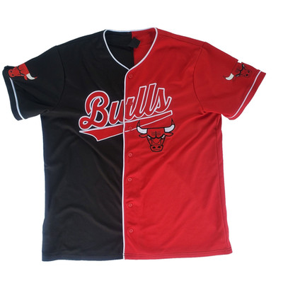 Chicago Bulls NBA Button Up Baseball Jersey Mens XL Red Black Ultra Game