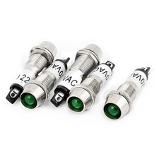 5pcs 220V LED verte Métal pilote indicateur témoin feux Voyant