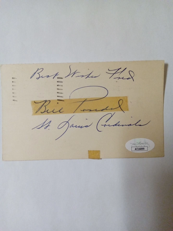 Bill Posedel Signed 3x5 Card JSA Certified Autograph 1938–46 MLB Pitcher -1 # - Image 2 of 3