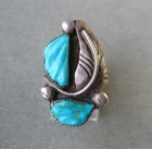 Vintage Estate Unsigned Zuni Native American Sterling Silver & Carved Turquoise