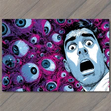 Art Print Pop Art Man Screaming Surrounded by Eyes Horror Comic Retro Surreal Sh
