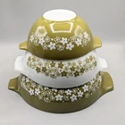Pyrex Spring Blossom Crazy Daisy Cinderella Nesting 3 Bowl Set 444 443 442