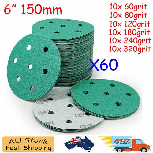 Sanding Discs Hook and Loop Pad 5" 6" 7" 9" Sander Orbital Sandpaper 60-320 Grit - Picture 15 of 39