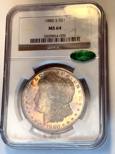 1880 S Toned Morgan $💎💎NGC MS 64 CAC💎💎Superb Bold Colorful Rainbow 💎💎VIDEO