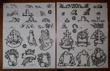 Black And Gray Religious Tattoo Flash 10 Sheets W/ Lines, 11x14 Praying Hands EC