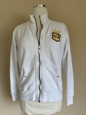Vintage Crown & Anchor White Embroidered Nautical Zippered Jacket Women's Small