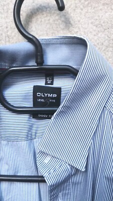Olymp Level 5 Business Hemd Weiß Blau Gestreift Gr. 40 (S)