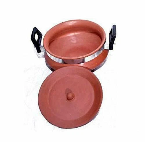 Organic Clay Handi Pot With Lid, 1 Liter (Brown)