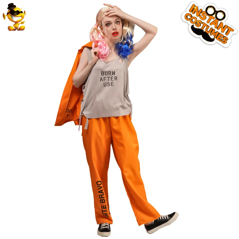 Adulto Damas Naranja Prisionero Disfraz Juegos con disfraces Mujeres Halloween Purim Vestido Elegante Foto 4 de 4