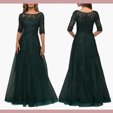 NWT 619 La Femme 6 Embroidered Floral Lace Tulle A Line Gown Green J1375