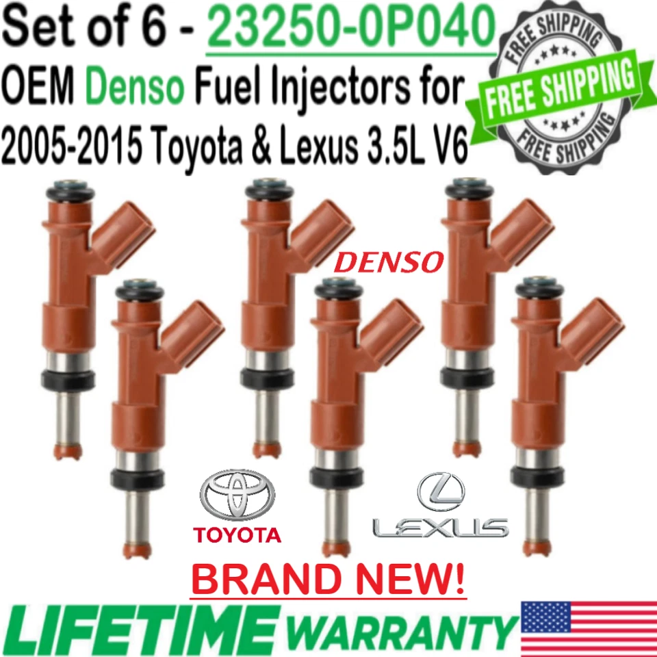 Nuevos inyectores de combustible OEM Denso 6 piezas mejor actualización para Lexus ES350 2007-2012 3,5 L V6 Foto 2 de 4