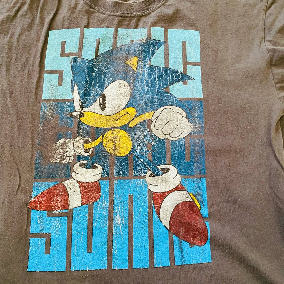 VTG Sonic The Hedgehog Grunge Distressed Sega Cotton T Shirt