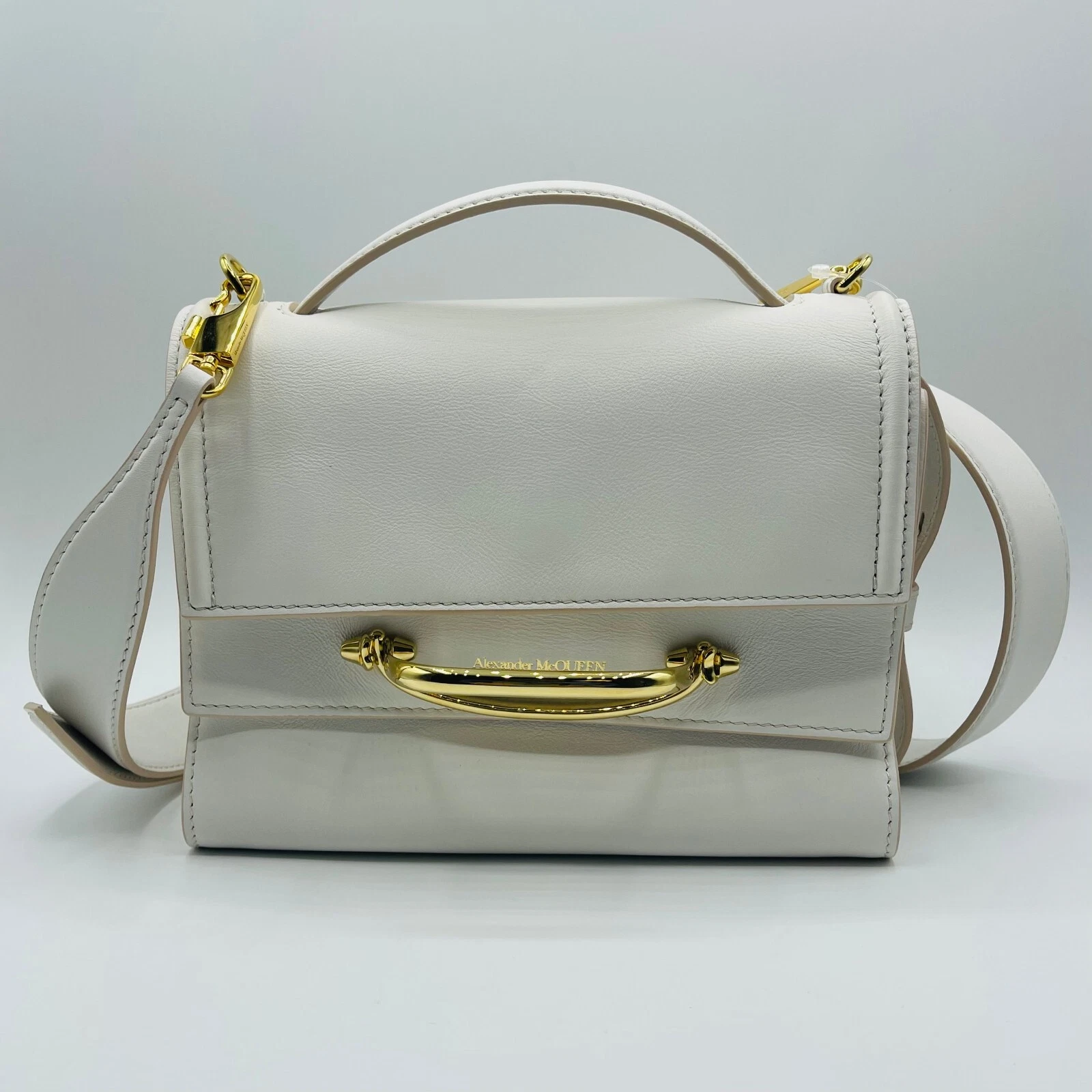 $2190 Alexander McQueen The Story Ivory Leather Cross-body Bag 619746 9006