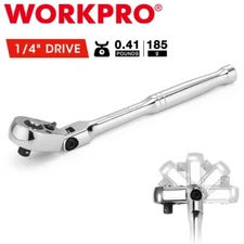 WORKPRO 1/4" Drive Flex Head Ratchet 72-Tooth Quick-Release Ratchets ‎AlloySteel