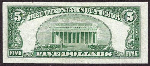 🇺🇸 ERROR 1950A $5 ♚♚MAJOR MISALIGNED OVERPRINT♚♚ HARD TO FIND - Picture 2 of 2