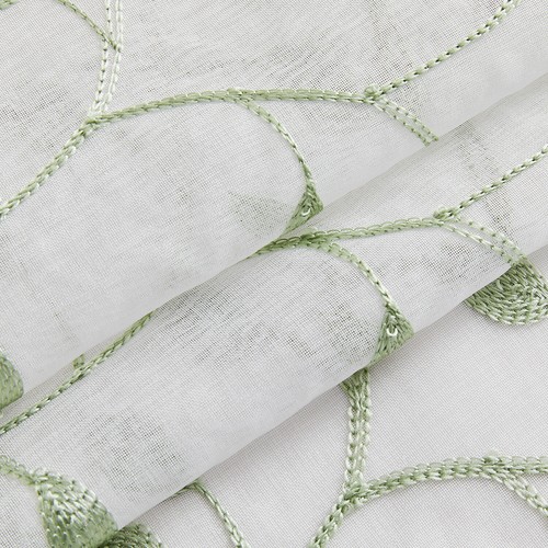 2 Panels Sheer Embroidered Leaf Curtain Voile Tulle Window Drapery Rod Pocket - Picture 32 of 71
