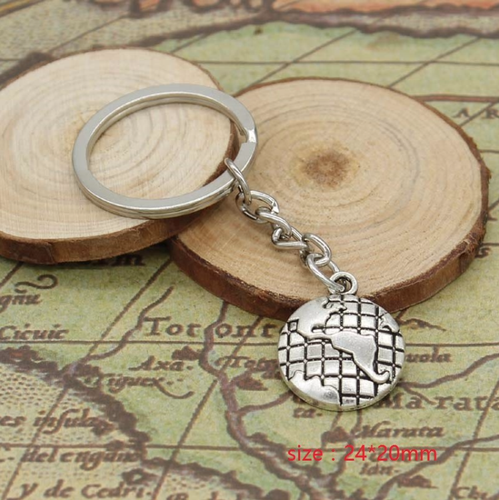 Globe Earth World Globe Keychain Pendant Silver made of Metal - Picture 2 of 2
