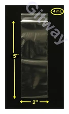 2" x 5" Reclosable Resealable Zip Top Lock 2x5" Clear Plastic Poly Bags 4 MIL