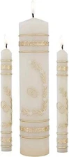 Will & Baumer Gold Toned Floral Wedding Candle Unity Set with Ring Design