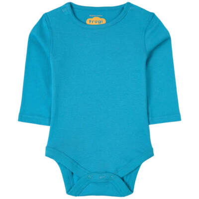 Frugi Baby Langarm Everyday Body Tobermory Strampler in türkis blau