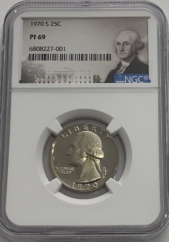 1970 S NGC PF69 PROOF CLAD GEORGE WASHINGTON QUARTER 25C BRIGHT WHITE COIN - Picture 3 of 3