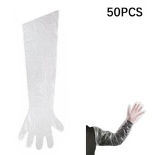 50Pcs Disposable Long Arm Glove Plastic Plastic Glove  Midwifery