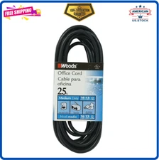 5601 163 25Foot SJTW Indoor Extension Cord Perfect for Home or Office Black