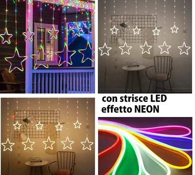 WISDOM CATENA TENDA LUMINOSA DI STELLE LUCI NATALIZIE PER ESTERNO FREDDA CALDA RGB