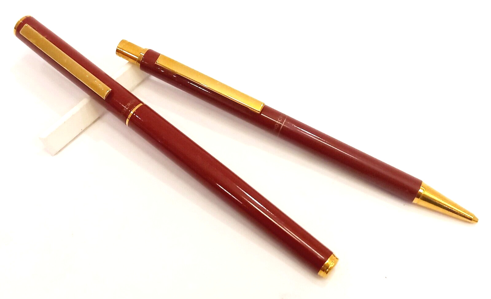 Inoxcrom — Fountain pen + Ballpoint set burgundy gold electroplated cased (BFP261) — Medium (M) nib — fountain pen for s — photo 2