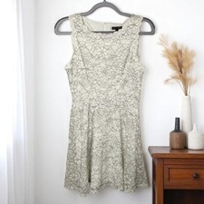 AS U WISH Floral Lace Overlay Sleeveless Dress Size M Ivory