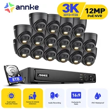 ANNKE 8CH 16CH 12MP NVR 5MP Color Night POE IP Security Camera System Audio IP67