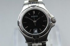 New Battery [Near MINT]  GUCCI 9040L Black Dial Quartz Woman's watch From JAPAN