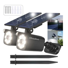 Chaiskeo 2 Pack Solar Motion Lights Outdoor, Solar Spot Lights with Motion Se...