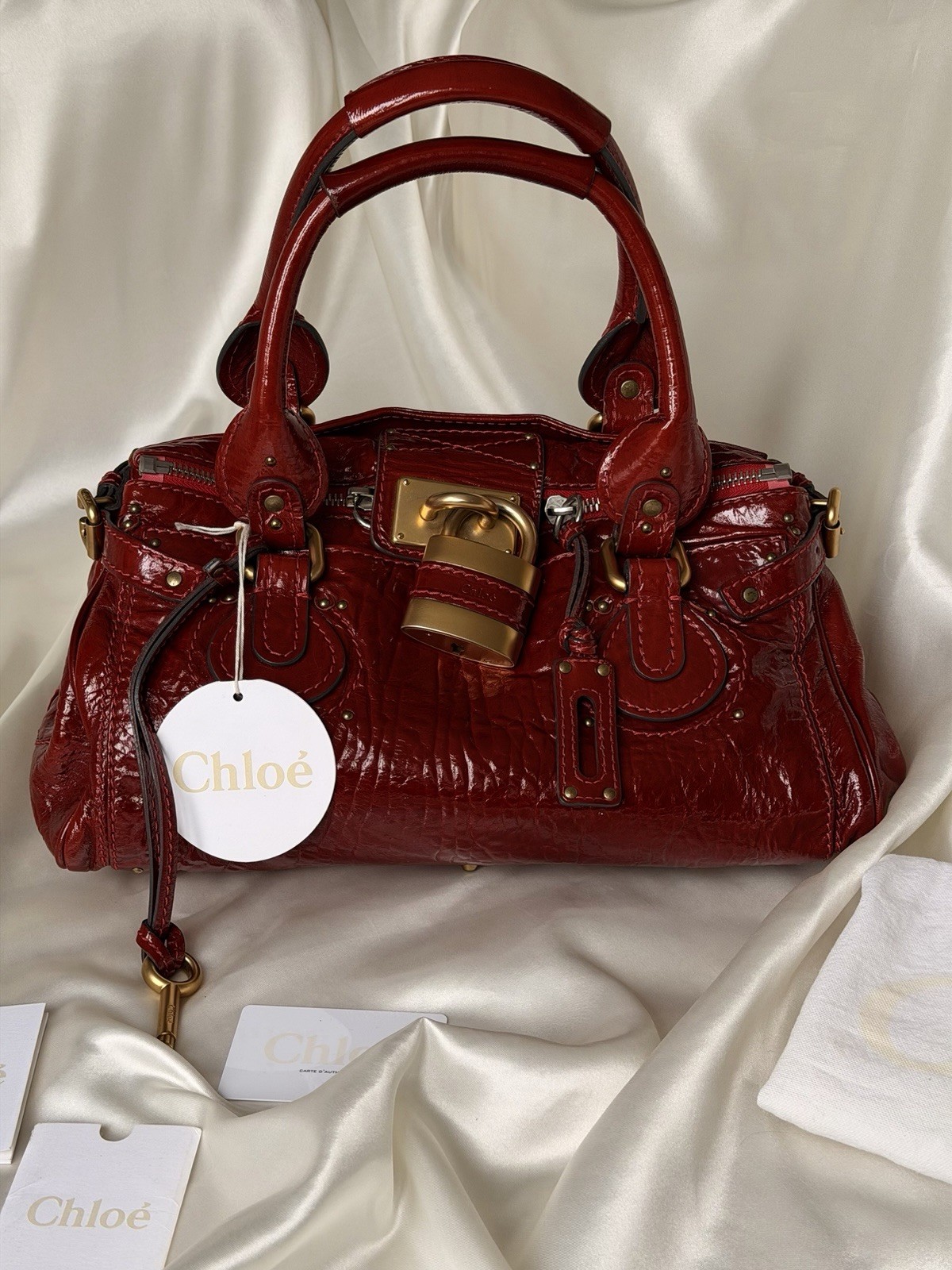Chloé Paddington Handbag Cherry Red Patent Leather | 2009 Iconic 2000sFull Set