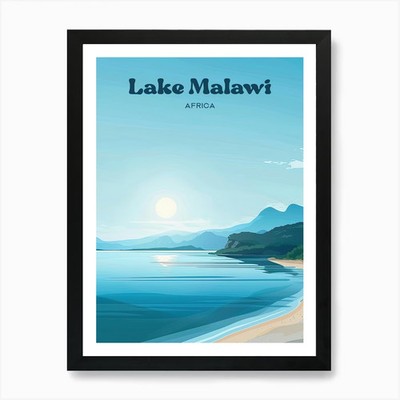 Malawisee ruhig digital Reise gerahmtes Wandbild Poster Leinwanddruck Bild