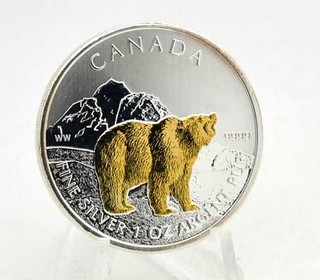 1 OZ Silber Canada Wildlife 2011 Grizzly gilded Lagerräumung