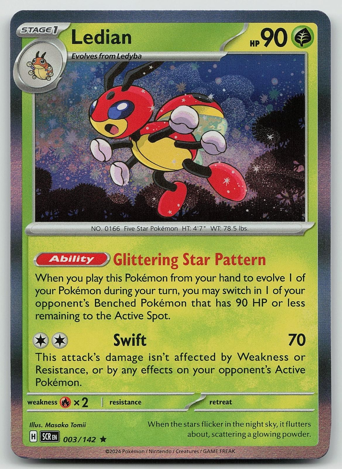 Pokemon Ledian 3/142 Stellar Crown Rare Holo NM