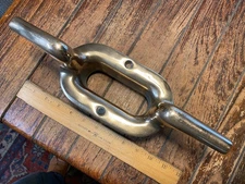 (ONE ONLY) VINTAGE CAST POLISHED BRONZE COMBINATION CLEAT/HAWSE HOLE 12" LONG