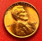1951-P Lincoln Wheat Cent Penny GEM RED BU From an Original Bank Roll