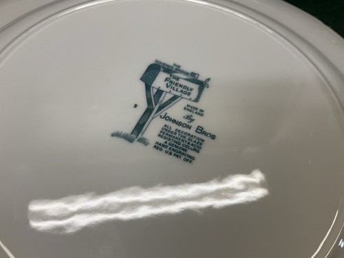 Set of 5 Johnson Bros The Friendly Village Covered Bridge Square Salad Plates - Picture 4 of 6