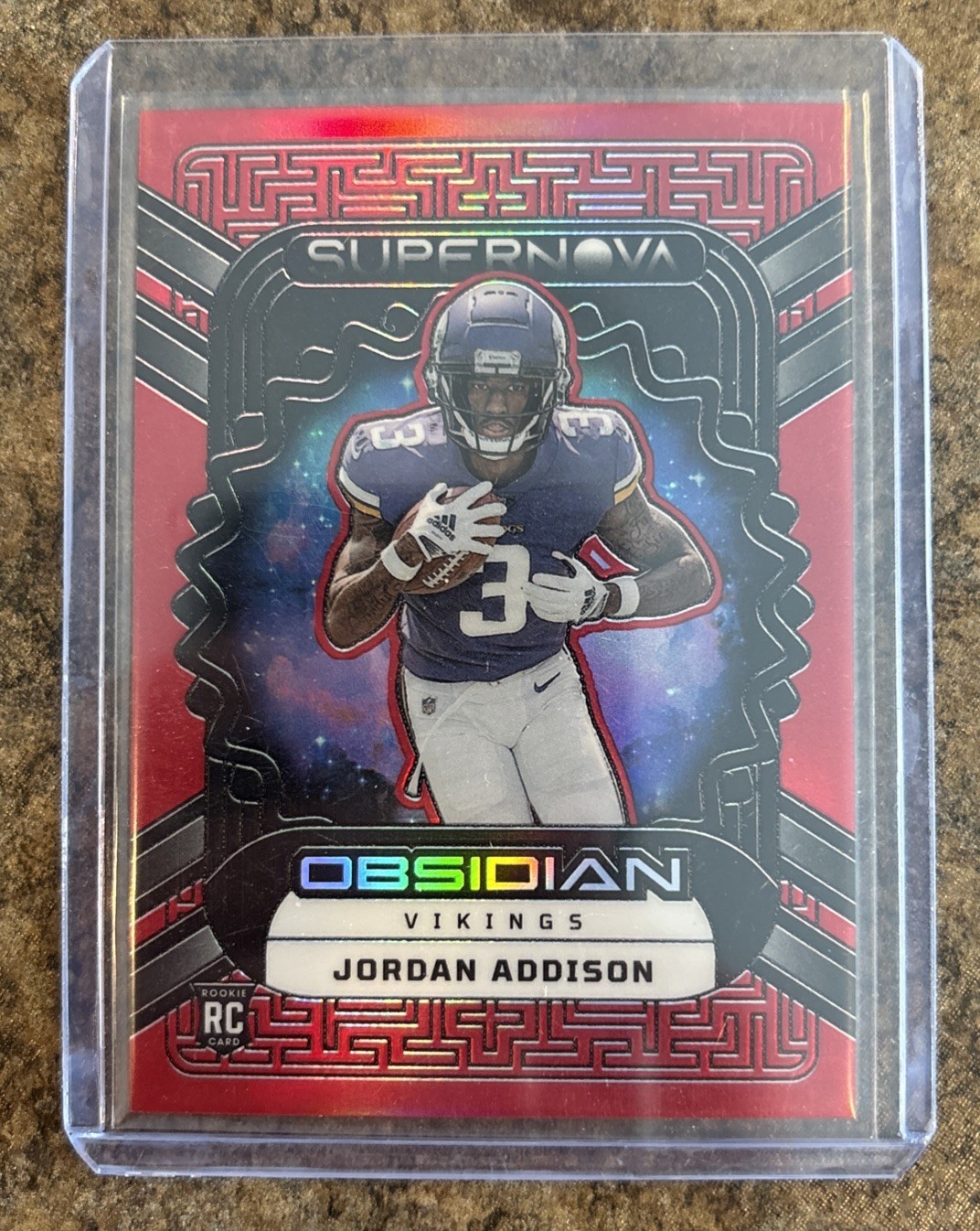 2023 Panini Obsidian - Supernova Jordan Addison Asia Red Flood Electric Etch RC