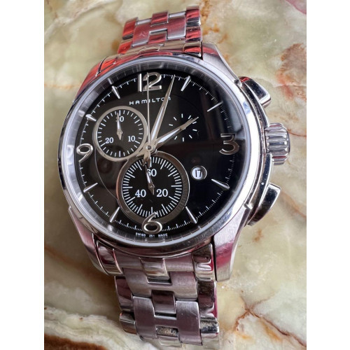 Authentic Hamilton Chronoquartz Jazzmaster Black Dial Chronograph Men's Watch - Picture 12 of 12