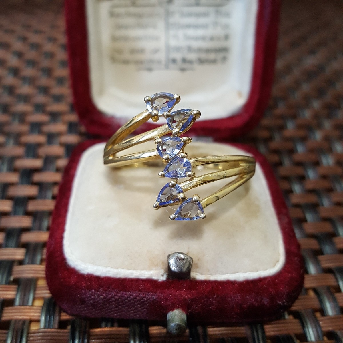Gold Plated Sterling Silver Ring Tanzanite Pear Cluster UK Size U / US 10 /EU 62 View 2