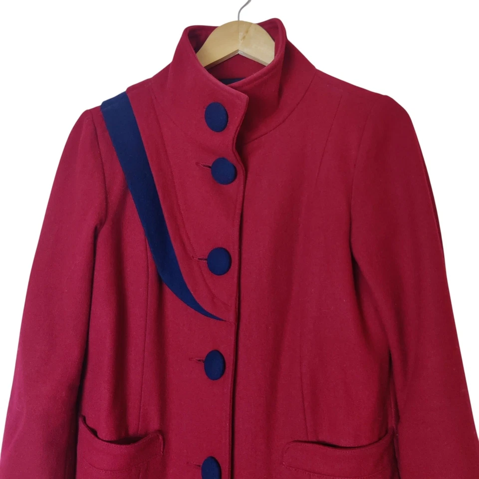 Abrigo Lux Mezcla de Lana Rojo Preppy Un Pecho Arte para Usar Guisante Pequeño Twee Foto 3 de 4
