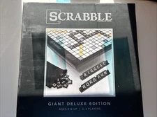Scrabble Giant Deluxe Wooden Edition Rotating Board Game 23.5" PREOWNED